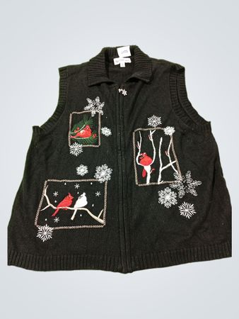 SOUTHERN LADY Black Cardinal & Snowflake bestickte ärmellose Weste