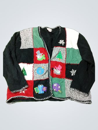 Crystal-Kobe Christmas Patchwork Schneemann Tannenbaum Geschenk Pullover