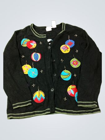Bobbie Brooks Black Weihnachtskugel-Strickjacke