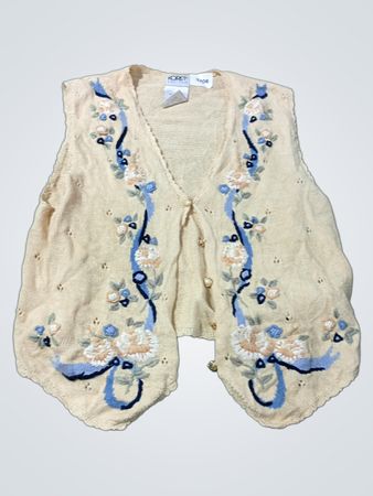 KORET PETITES Damenveste mit bestickter Knopfleiste