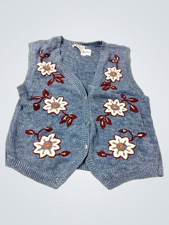 C. Isaacs Blaue Blütenstrickweste
