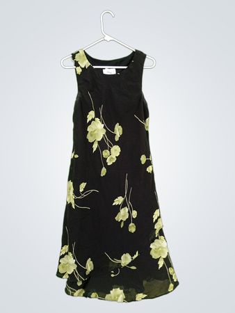 Schwarzes ärmelloses Kleid mit Blumenmuster