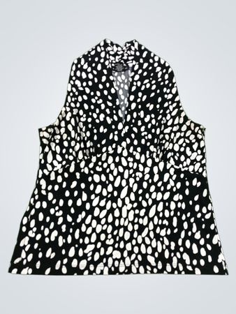 RAFAELLA Damen ärmelloses schwarzes und weißes Dalmatiner‑Print Mockneck-Top
