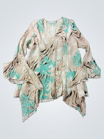 JAIPUR Damen Tunika-Oberteil mit Glockenärmeln und Crinkle-Muster