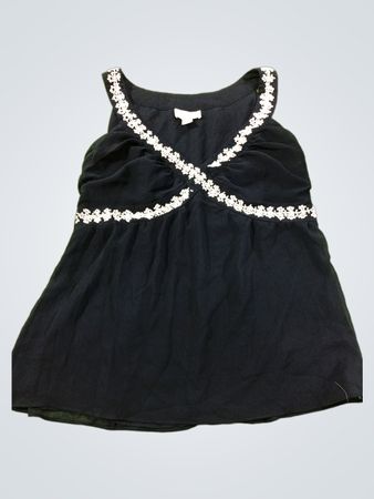 Ann Taylor LOFT schwarzes ärmelloses verziertes Top