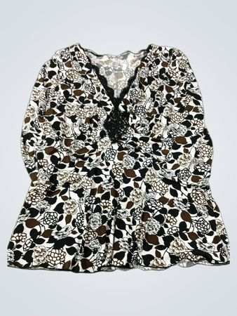 Floral-Print-V-Ausschnitt-Peplum-Oberteil