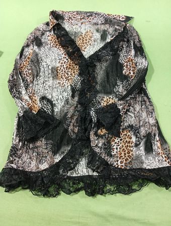 Ny Collection Leopardenmuster Rüschen Spitzenbluse