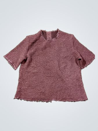 Mauve strukturiertes Kurzarmoberteil mit Knopfverschluss