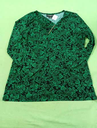 Liz Claiborne Career grüner Blumenmuster-Langarmoberteil