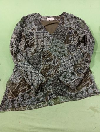 BLEU bonheur Patchwork-Print Langarmshirt