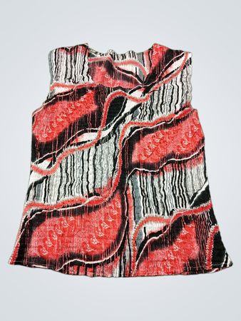 Ärmelloses Top mit abstraktem Muster in Rot, Schwarz und Weiß