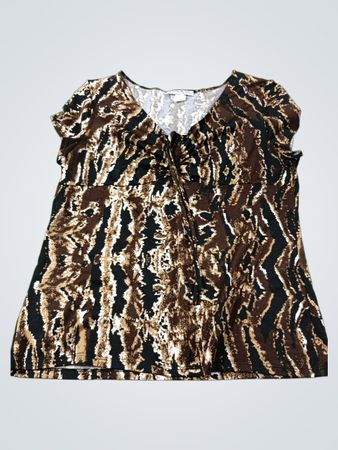 Claudia Richard Damen Braun Animal-Print V-Ausschnitt Top