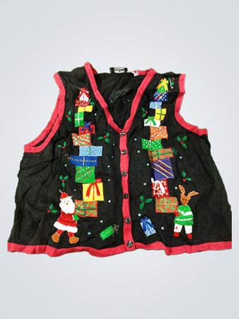 In Resource Black hässliche Weihnachtsweste mit Santa und Rentier