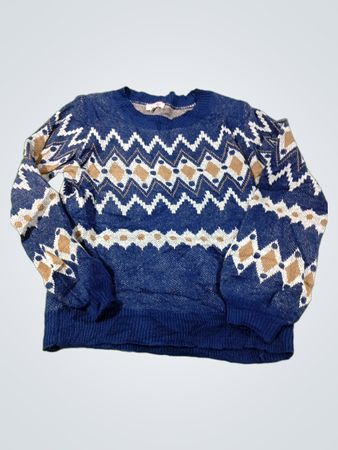 ANDRÉE BY UNIT Damenpullover in Blau mit geometrischem Muster