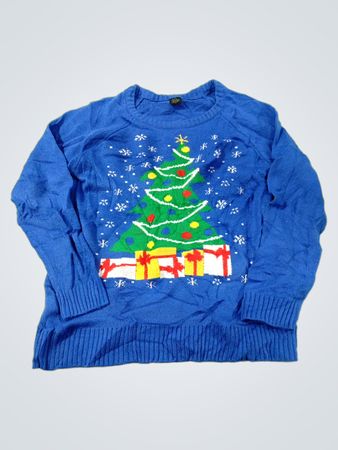 LOL VINTAGE Blauer Weihnachtsbaum-Pullover