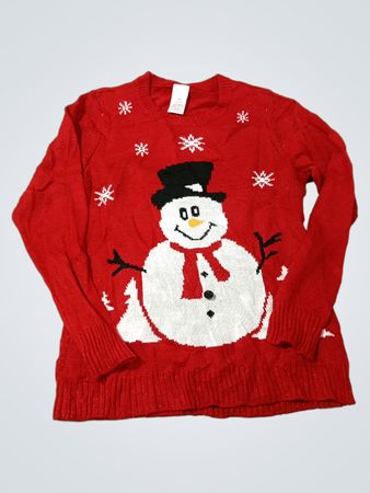 Roter Frostiger Schneemann Weihnachts-Pullover