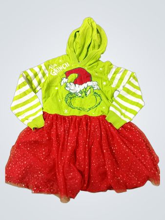 Das Grinch-Kapuzenkleid mit rotem Tüllrock
