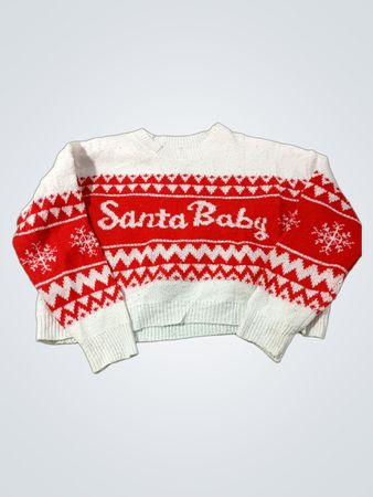 Weißer und roter Santa-Baby-Pullover