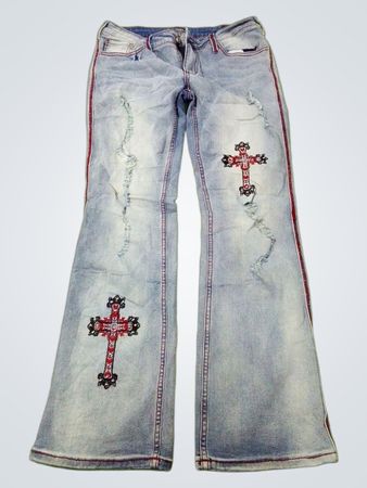 Flamingals Bestickte Cross-Jeans