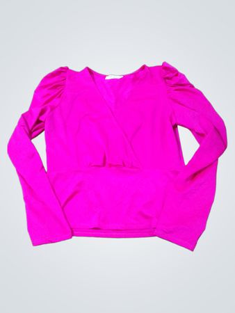 Breecel Pink Puff-Ärmeln Wickeloberteil