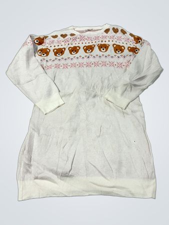 Stella Tweed Girls White Bear Muster Pullover
