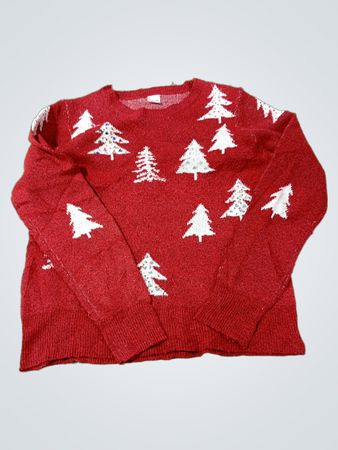 Holiday Time Roter Weihnachtspullover mit Tannenbaum