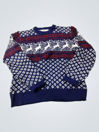 Astor One Herren Rentier-Schneeflocken Fair-Isle-Pullover