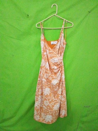 Joie Orange Floral Print gerafftes Midikleid