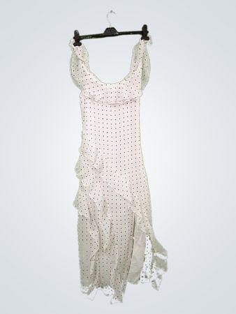 Damen Maxikleid mit Polka-Dots und Volants
