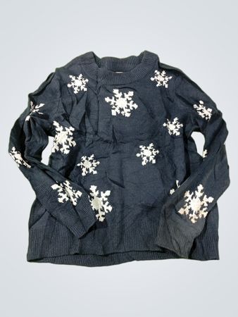 Dunkelblauer Pullover mit weißen Schneeflocken