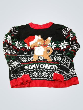 Holiday Time Meowy Christmas Cat Pullover