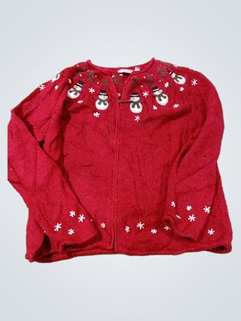 Croft & Barrow Roter Schneemann-Weihnachtspullover