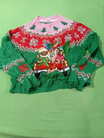 Holiday Time Weihnachtsstrickpullover mit Hunden im Truck