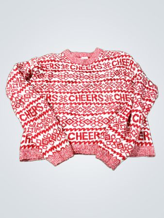 Ein New Day rot-weißes Fair-Isle-Strickpullover