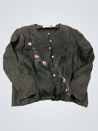 International Extra Touch Sports Wear Co Damen dunkel Cardigan mit Blumenstickerei