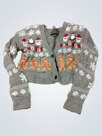 Frohe Feiertage Urban Heritage Grey Kurz geschnittener Weihnachts-Pullover