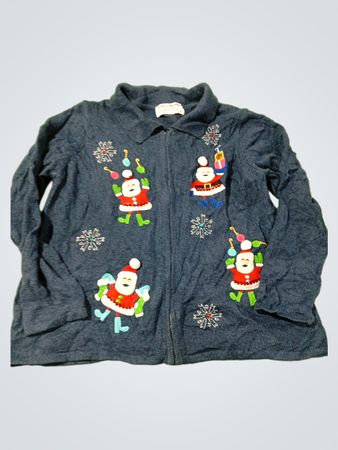 Heirloom Collectibles Christmas Collection Design and Pattern Copyrighted Petites Zip-Up Pullover
