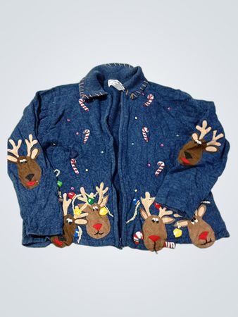 Tiara International Weihnachtskollektion 2004 Rentier- und Zuckerstangen-Sweatshirt mit Reißverschluss