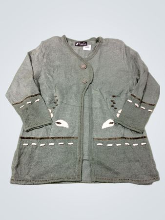 Yuan Da Green Cardigan mit dekorativer Naht