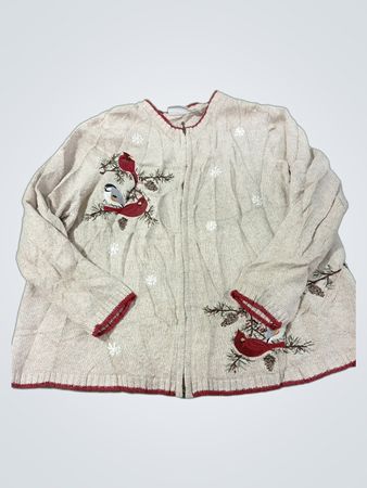 Croft & Barrow Woman Cardinal Snowflake Pullover