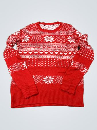 Rot-weißes Fair-Isle-Weihnachtspullover