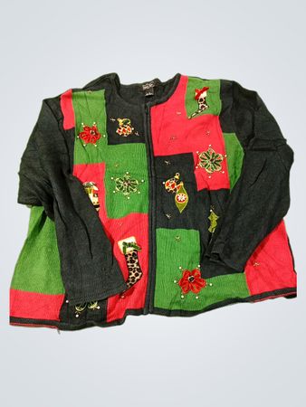 Weihnachtlicher Patchwork-Cardigan