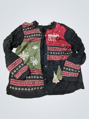 Cherokee Damen Cardigan mit Weihnachtsmuster, Elch, Schneeflocken und Patchwork