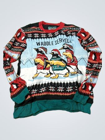 Ugly Christmas Sweater Pinguin Waddle Service