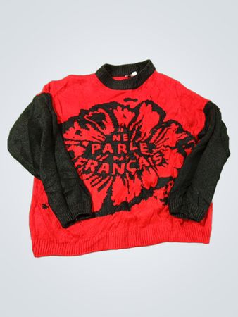Topshop Rot-Schwarz Blumenstrickpullover