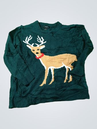 Forever 21 grüner Rentier-Weihnachtspullover