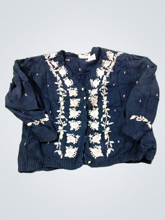 Margles Plus Marineblauer bestickter Cardigan