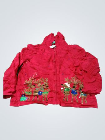 Tiara International Christmas Kollektion Roter Rentier-Zip-Up-Pullover