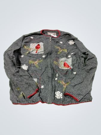 Croft & Barrow Women's Cardinal Schneeflocke Reißverschluss-Pullover