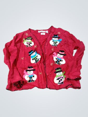 Victoria Jones Roter Schneemann-Cardigan